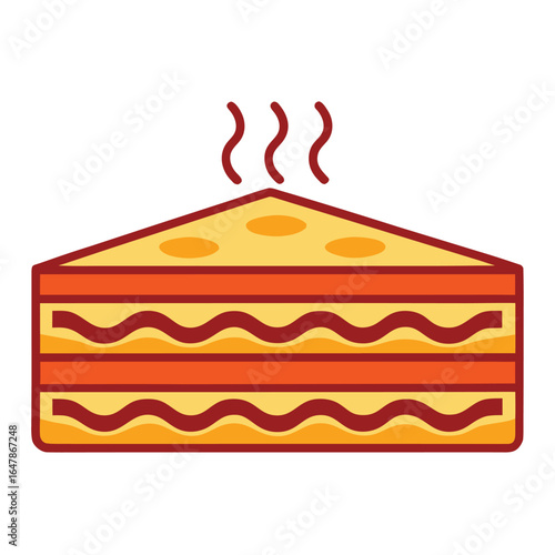 Hot toasted sandwich illustration -- classic comfort food -- isolated on a clean white background.