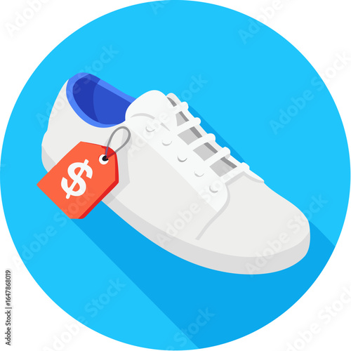 Clean flat design illustration of a modern white sneaker