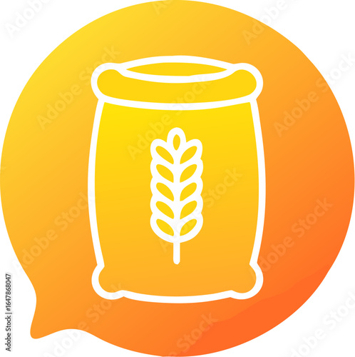 Minimalist flat design icon of a sack of flour for baking and cooking