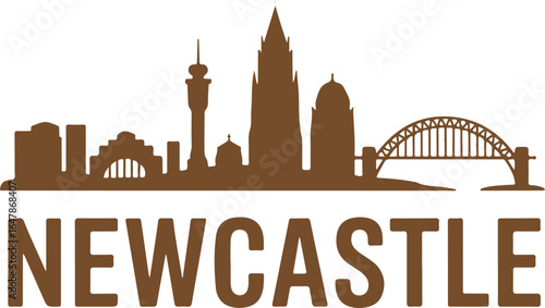 Newcastle Skyline Silhouette Vector on White Background