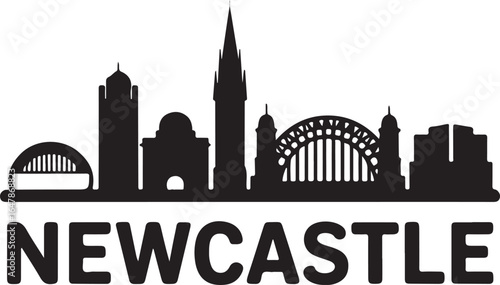 Newcastle Skyline Silhouette Vector on White Background