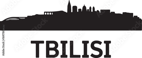 Tbilisi Skyline Silhouette Vector on White Background