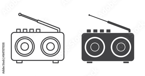 UntitledIllustration of a vintage radio isolated on white background, capturing its retro design and functionality for music and audio entertainment, ideal for classic technology enthusiasts
