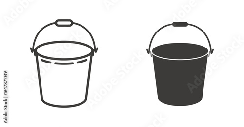 UntitledVector art of bucket icon isolated on white background, a versatile container for carrying water, sand, or other materials, featuring a simple design with a handle and round shape, essential f