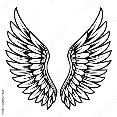 Elegant black and white angel wings design ready for creative projects