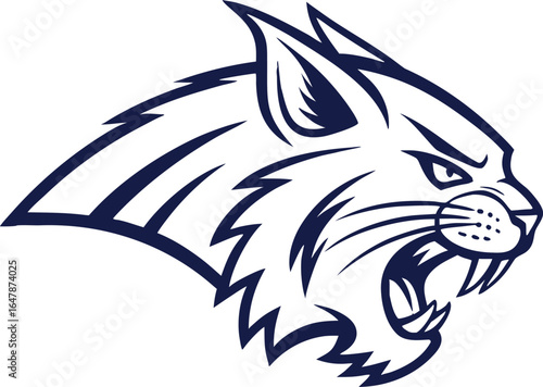Aggressive bobcat head mascot logo