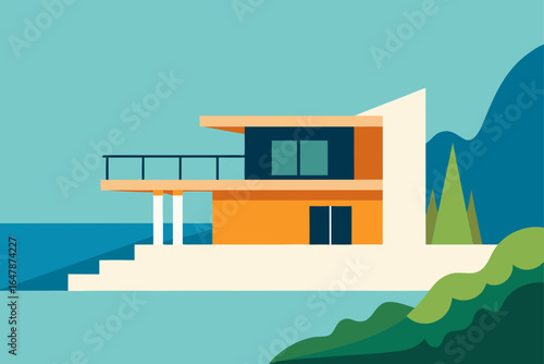 modern villa seaside cliff