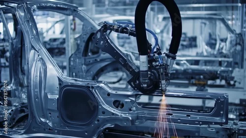 Wallpaper Mural Car manufacturing process with robotic arm welding with industrial. Torontodigital.ca