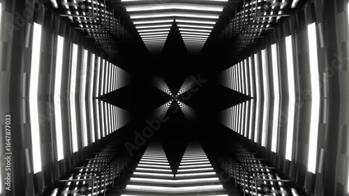 Endless Symmetry Spiraling Through Electric Neon Tunnel