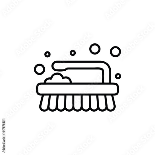 Scrubbing Brush with Bubbles Isolated on Transparent Background