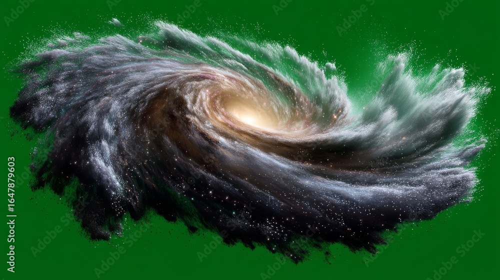 Fototapeta premium Stunning View of a Galaxy Spiral Arms Rotating in Cosmic Space with Vibrant Colors