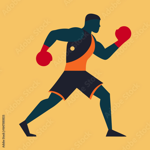 silhouette of a boxer with boxing gloves