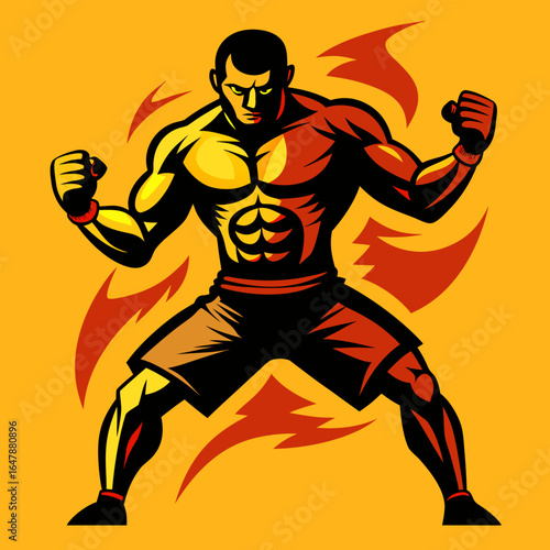 vector illustration of a boxer with his muscles