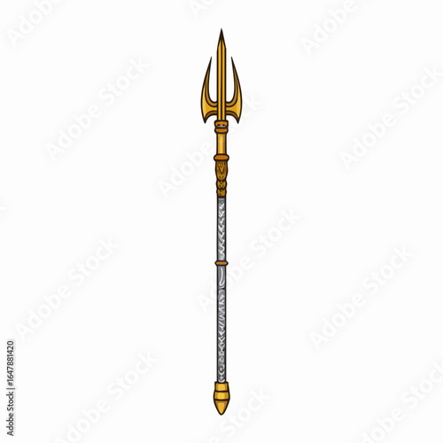Ornate Three-pronged Spear Illustration