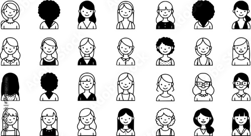 Women icons photo frame in circle vector