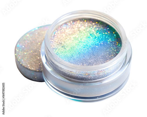 Wallpaper Mural Holographic glitter cosmetic powder in a clear jar, isolated on transparent background Torontodigital.ca