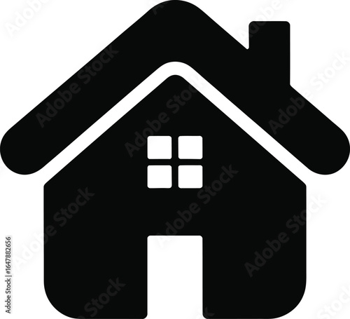 Simple black home icon for real estate, construction, or mortgage industry branding and advertising design
