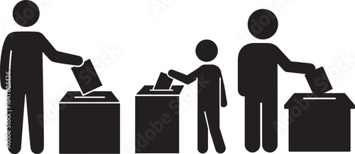 People casting votes in election ballot boxes silhouette