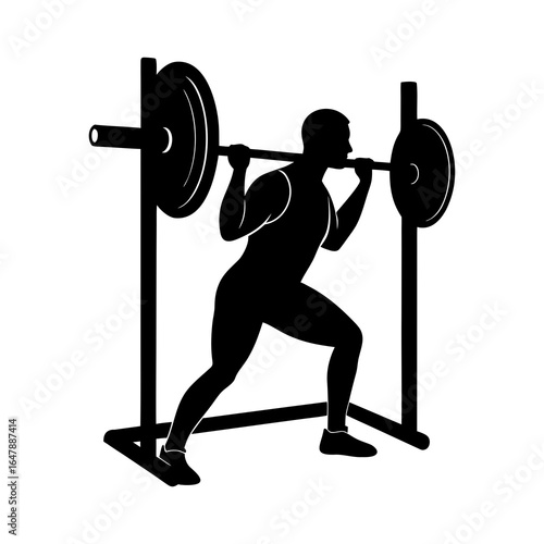 Man Performing Smith Machine Barbell Squat Exercise for Leg Strength at Gym 