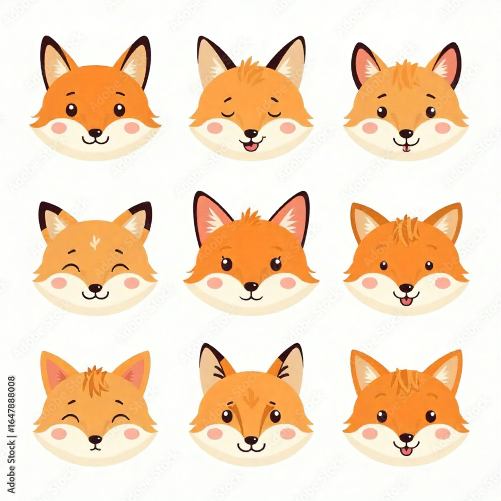 Fototapeta premium A bunch of very cute fox heads