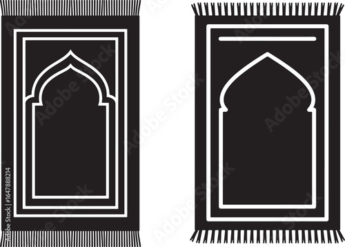Two islamic prayer rugs silhouette
