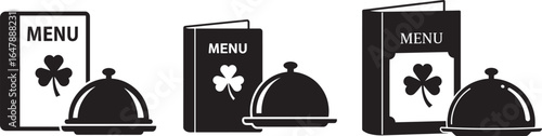Restaurant menu and food cloche silhouette