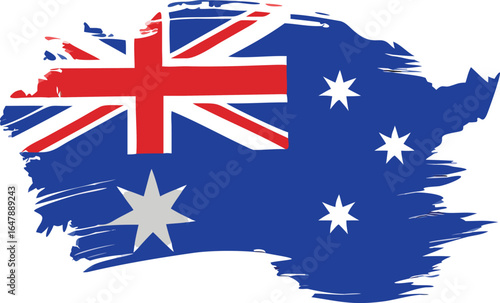 Australian Flag in Artistic Brushstroke Style with Bold and Textured Design