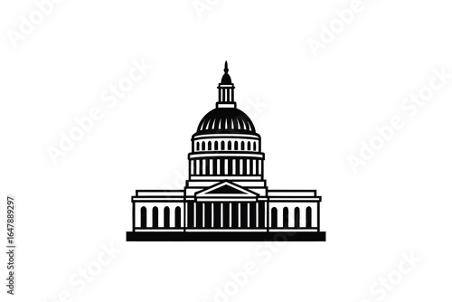 The United States Capitol Building in Washington D C illustration silhouette