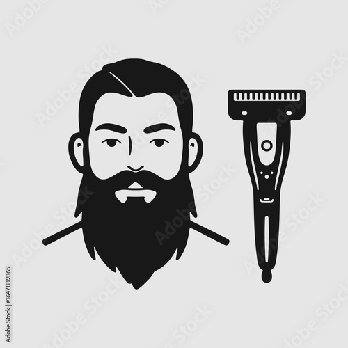 Bearded man with razor