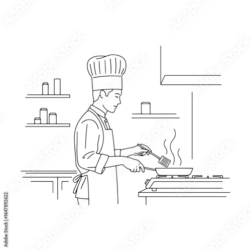 An image perfect for cooking and culinary themes. This image of a chef is especially suitable for creating recipe books, blog posts, food-related advertisements, and restaurant logos.