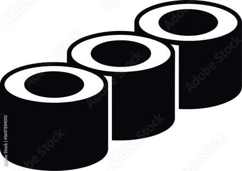 Black and white sushi rolls food Japanese
