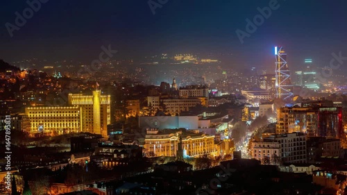 Wallpaper Mural Night view of tbilisi city skyline with illuminated buildings and modern architecture Torontodigital.ca
