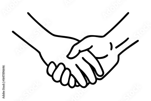 Couple holding hands one line drawing on white isolated background