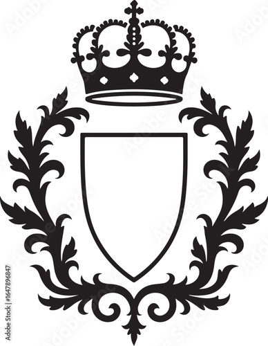 Royal Crest Emblem with Crown and Laurel"