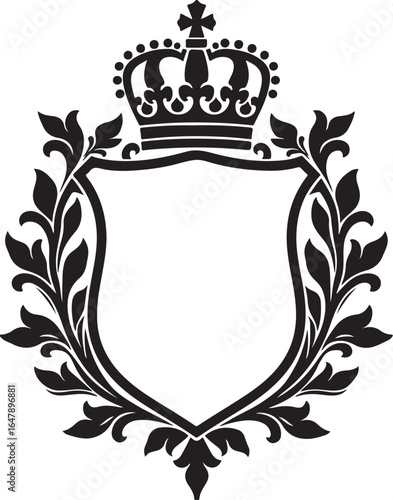 Royal Crest Emblem with Crown and Laurel"