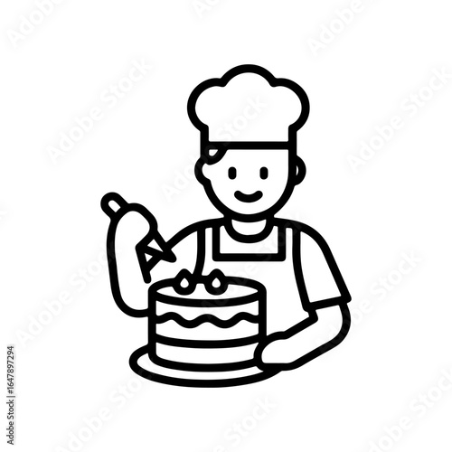 Line icon confectioner decorates cake vector on white background
Vector line icon on white background