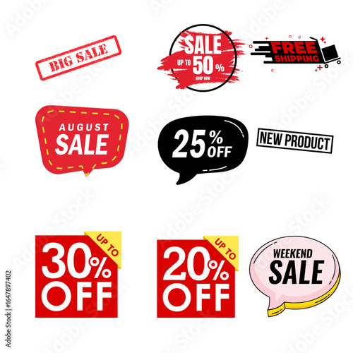 Set of discount labels. 30%,20%, off sales. 
