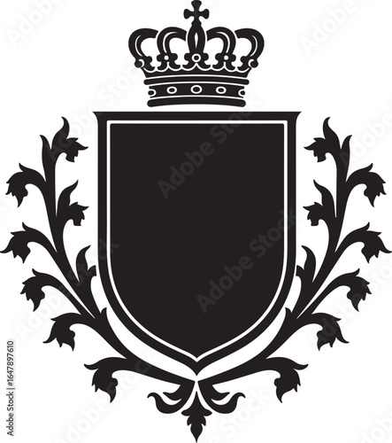 Royal Crest Emblem with Crown and Laurel"
