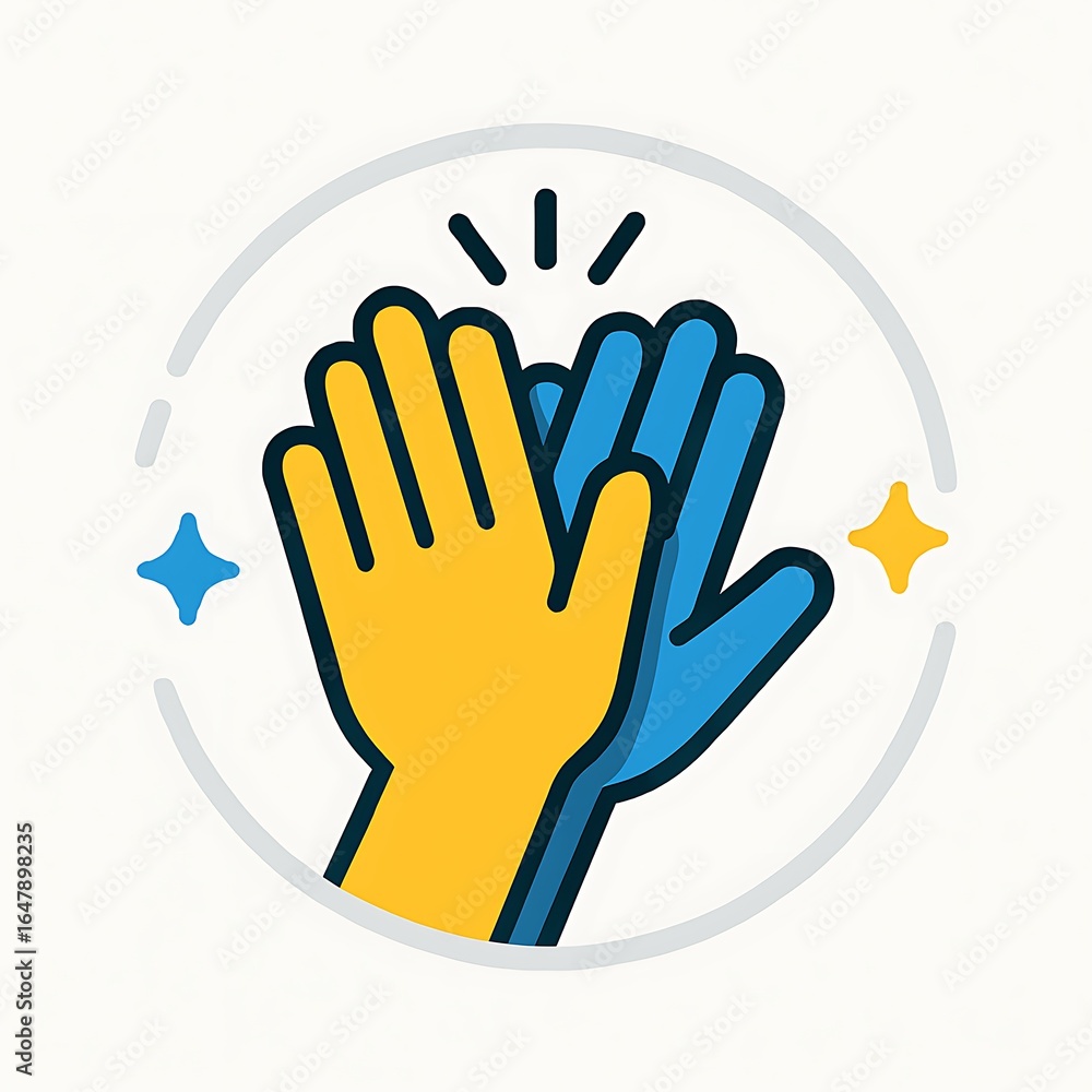 Obraz premium Friendly High Five Celebration Icon in Flat Vector Style