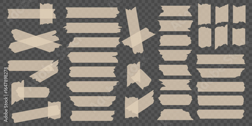 Tape and sticker paper set with scotch and scrapbook vector design