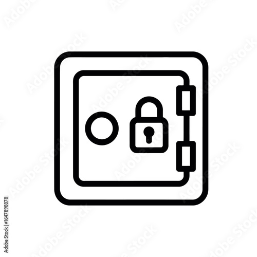 Black and White Depiction of a Safe with a Lock for Security and Storage