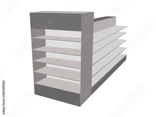 Empty supermarket Aisle with Gondola and shelves on a white background. vector Illustration