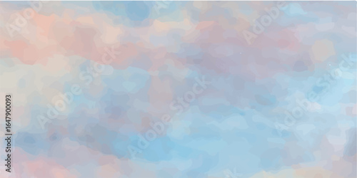 multi colour  Clouds, and sky watercolor vector hand drawn vector illustration. Abstract blue winter watercolor background. Sky pattern with snow. Light blue watercolour paper texture background.