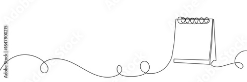 Calendar continuous one line art icon illustration outline sketch plane. Continuous one line calendar doodle vector single lineart travel time paper background agenda business schedule drawing trip.