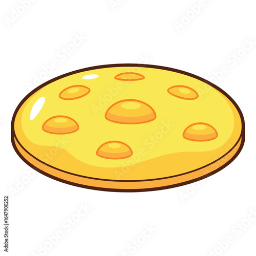 Isolated Yellow Circular Food Item with Bumps on White Background