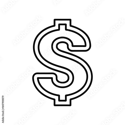 Bold Outline Dollar Sign Icon: Finance, Currency, Money Symbol, Business Graphic