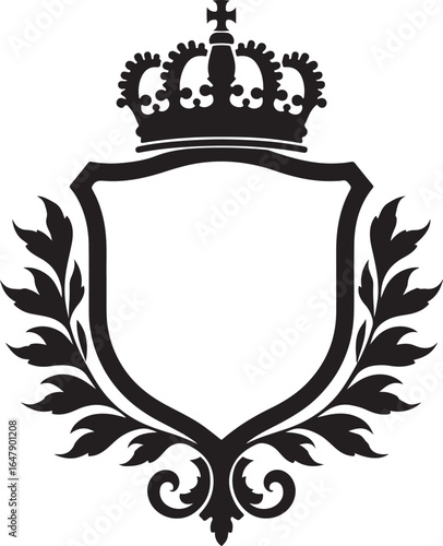 Royal Crest Emblem with Crown and Laurel"