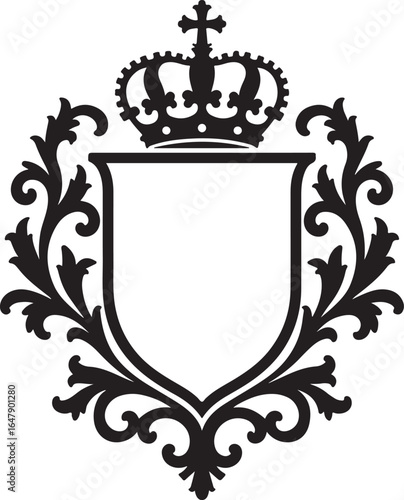 Royal Crest Emblem with Crown and Laurel"