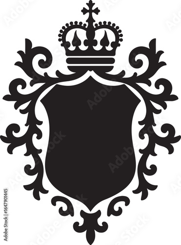 Royal Crest Emblem with Crown and Laurel