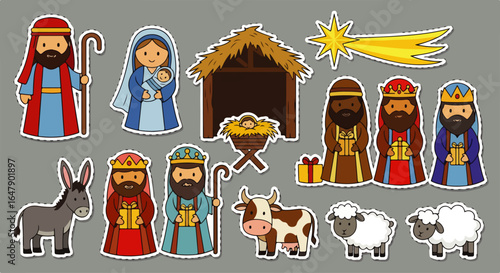 Cute Christmas Nativity Scene with Characters